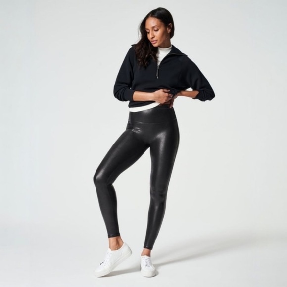SPANX Pants - Spanx Faux Leather Black Leggings Pants